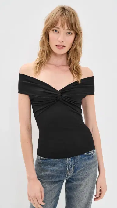 Susana Monaco Off houlder Twist Top Black | Thumbnail 2 Susana Monaco Off houlder Twist Top Black | Thumbnail 2