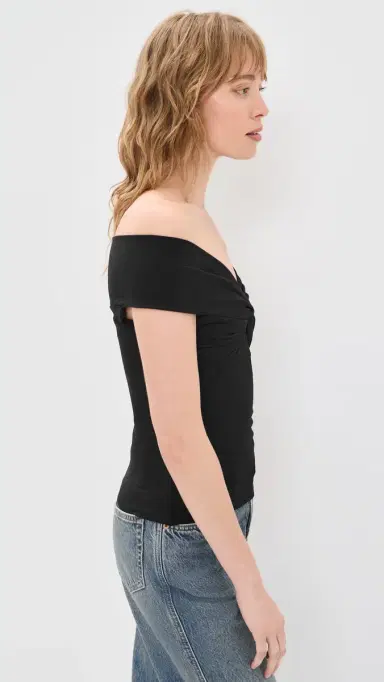 Susana Monaco Off houlder Twist Top Black | Thumbnail 4 Susana Monaco Off houlder Twist Top Black | Thumbnail 4