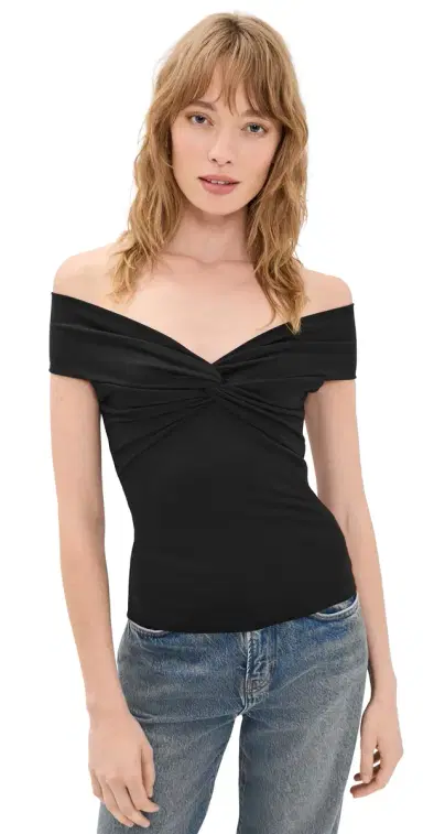 Susana Monaco Off houlder Twist Top Black | Thumbnail 1 Susana Monaco Off houlder Twist Top Black | Thumbnail 1