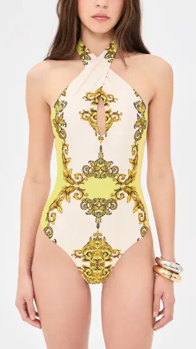 PQ Swim x ALICE + OLIVIA Halter One Piece Golden Coast | Thumbnail 2