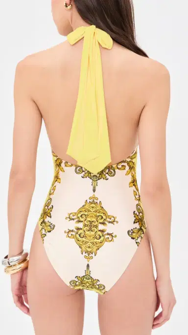 PQ Swim x ALICE + OLIVIA Halter One Piece Golden Coast | Thumbnail 3