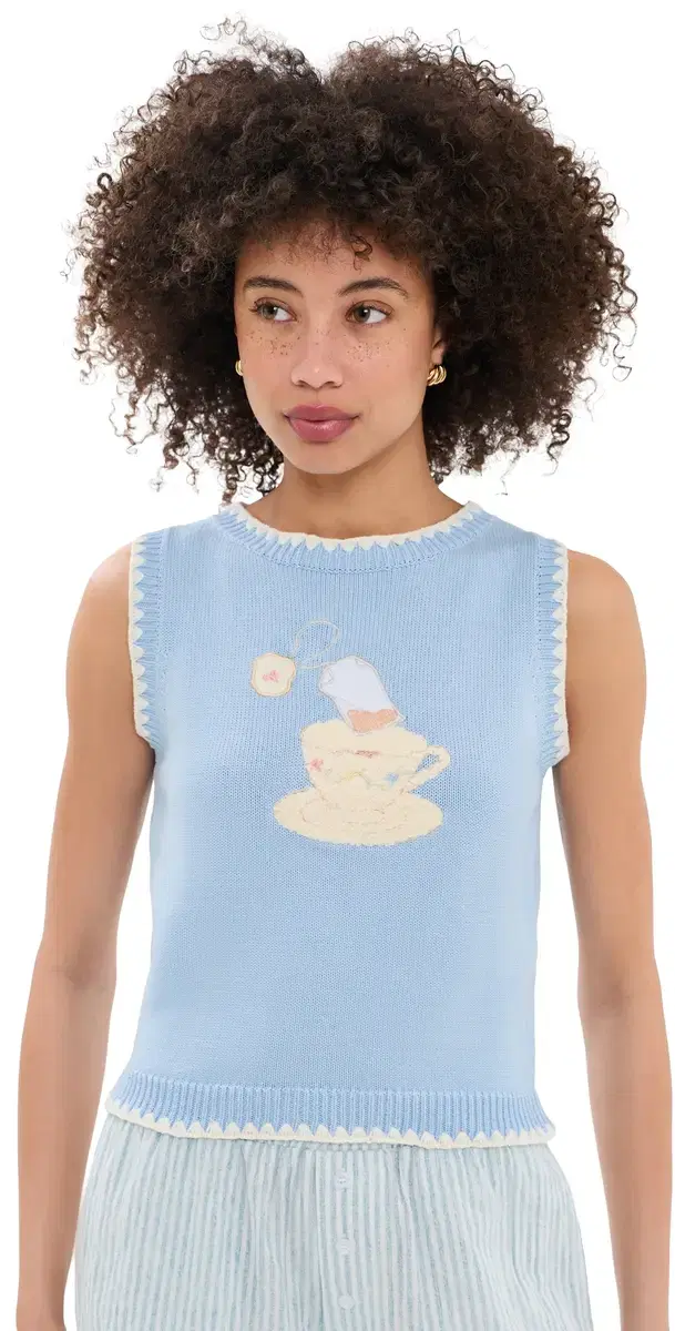 Another Girl Teacup Knitted Tank Blue