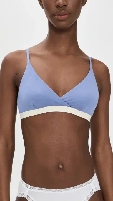Stripe & Stare The Crossover Bra Denim Blue/Buttercream | Thumbnail 2
