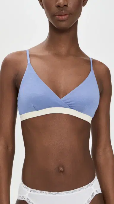 Stripe & Stare The Crossover Bra Denim Blue/Buttercream | Thumbnail 6