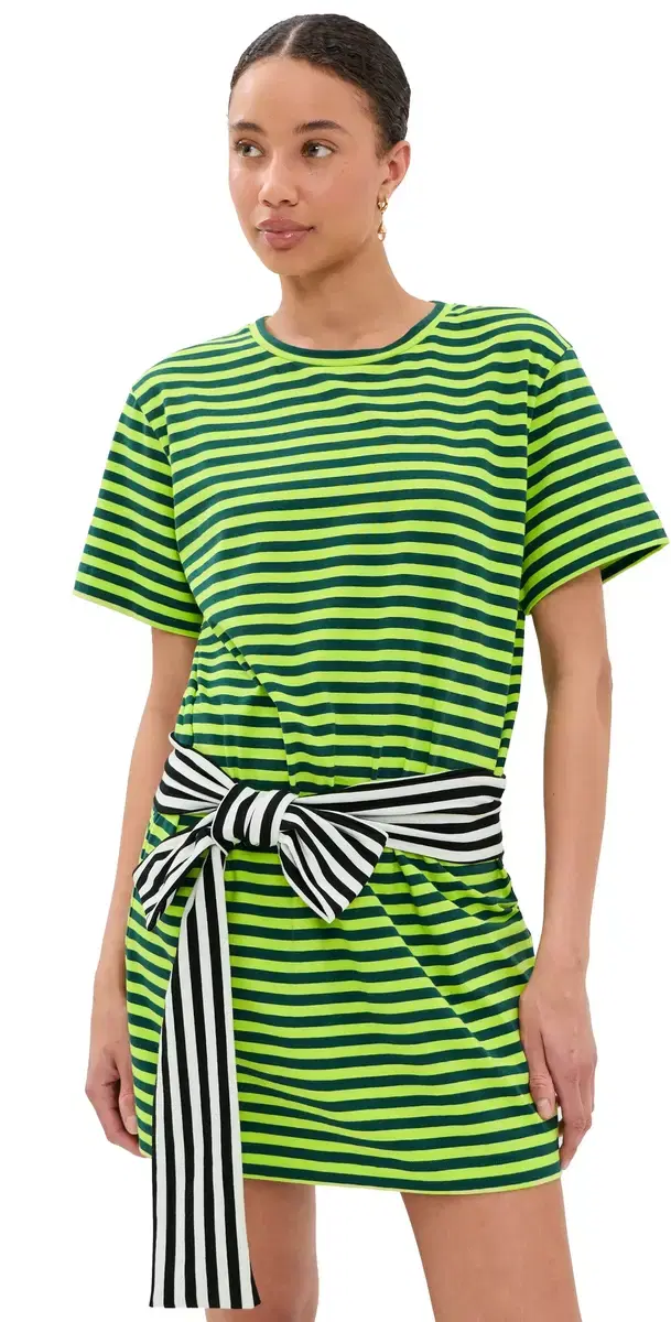 SIMONMILLER Lottie T-Shirt Dress Lime Stripe Combo