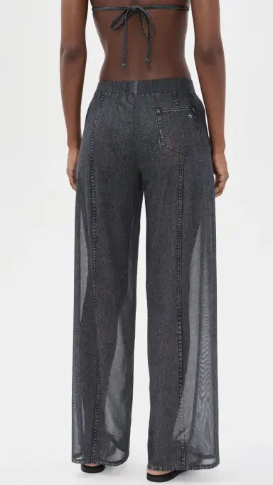 rag & bone Miramar Mesh Wide Leg Coverup Pants Washed Black L | Thumbnail 3