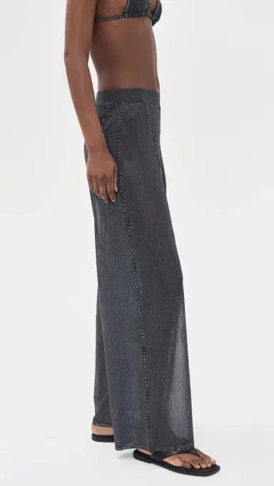 rag & bone Miramar Mesh Wide Leg Coverup Pants Washed Black L | Thumbnail 4