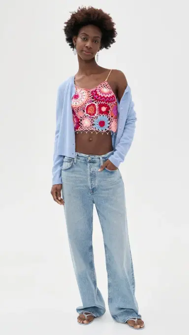Free People Fiorella Crochet Tank Pink olace Combo | Thumbnail 5 Free People Fiorella Crochet Tank Pink olace Combo | Thumbnail 5