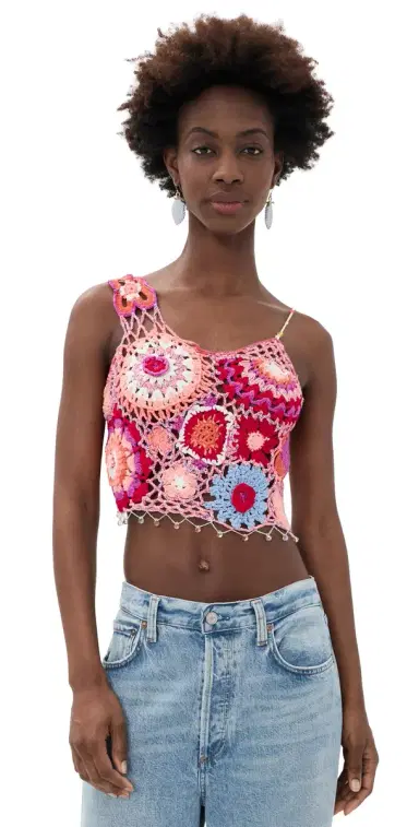 Free People Fiorella Crochet Tank Pink olace Combo | Thumbnail 1 Free People Fiorella Crochet Tank Pink olace Combo | Thumbnail 1