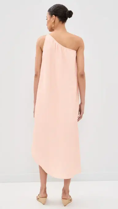 Farm Rio Garden Terrace One Shoulder Linen Maxi Dress Garden Terrace Pink | Thumbnail 3
