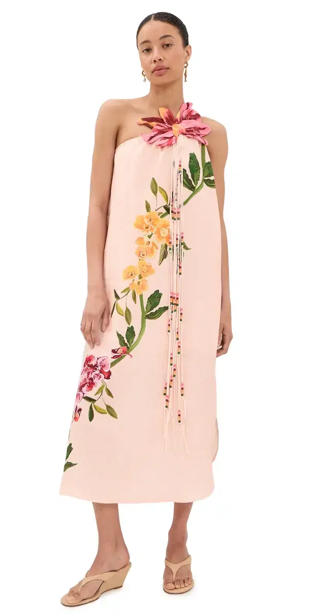 FARM Rio Garden Terrace Pink One houlder Maxi Dress Garden Terrace Pink
