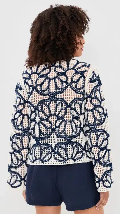 Madewell Floral-Embroidered Open-titch Sweater Navy Floral Embroidery | Thumbnail 3