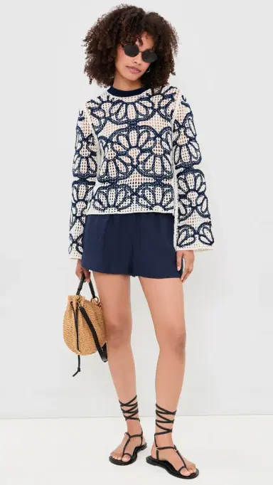 Madewell Floral-Embroidered Open-titch Sweater Navy Floral Embroidery | Thumbnail 5