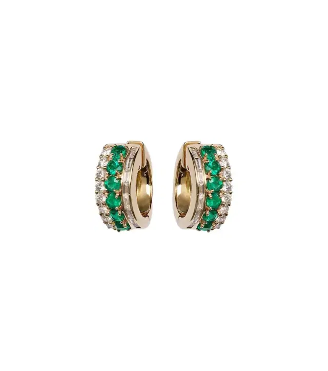 Anita Ko Lola 18kt gold earrings with emeralds and diamonds