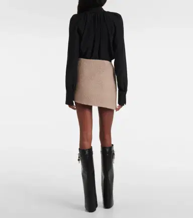 Givenchy Asymmetric alpaca and wool miniskirt | Thumbnail 3