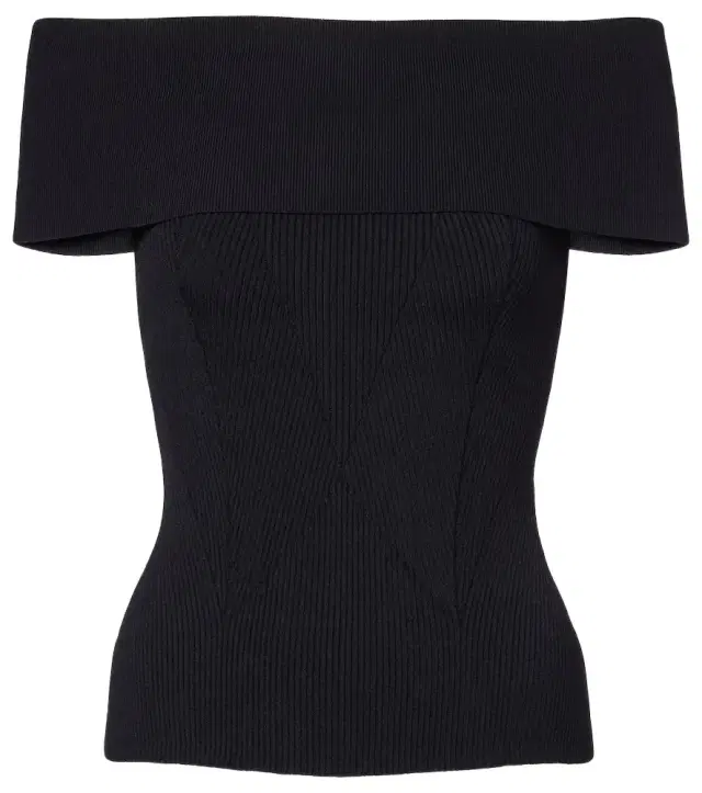 Ribbed-knit off-shoulder top