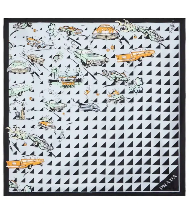 Printed silk twill scarf