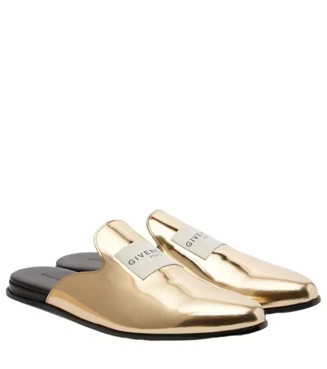 Logo mirrored leather mules