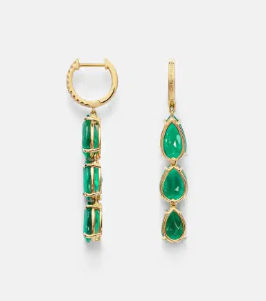 Anita Ko Anya 18kt gold drop earrings with diamonds and emeralds | Thumbnail 4 Anita Ko Anya 18kt gold drop earrings with diamonds and emeralds | Thumbnail 4