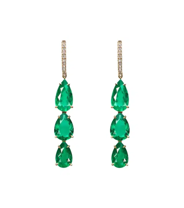 Anita Ko Anya 18kt gold drop earrings with diamonds and emeralds