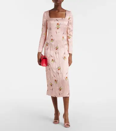 Emilia Wickstead Renne floral satin midi dress | Thumbnail 3