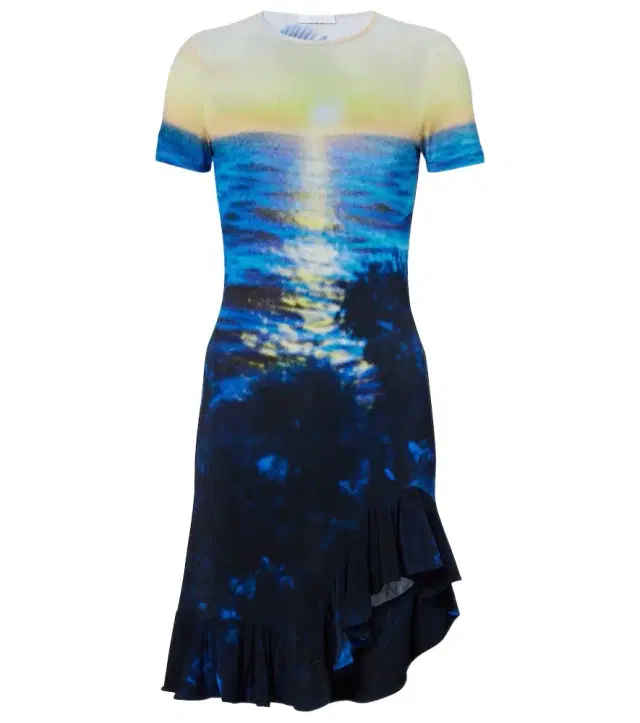 Rabanne Printed ruffled minidress