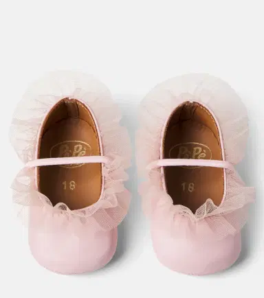 PePe PèPè Baby tulle-trimmed leather ballet flats | Thumbnail 2