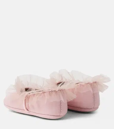 PePe PèPè Baby tulle-trimmed leather ballet flats | Thumbnail 3