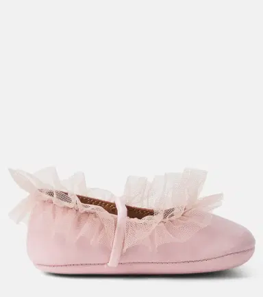 PePe PèPè Baby tulle-trimmed leather ballet flats | Thumbnail 5