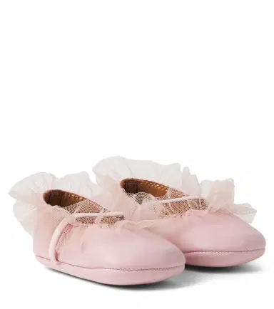 PePe PèPè Baby tulle-trimmed leather ballet flats | Thumbnail 1