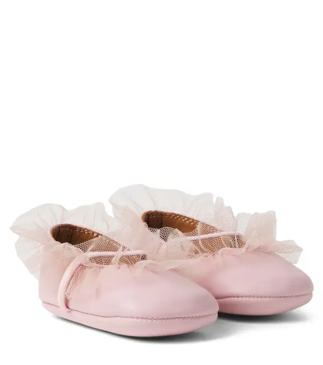 PePe PèPè Baby tulle-trimmed leather ballet flats