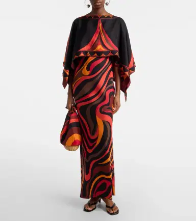 PUCCI Marmo and Fari caped silk twill gown | Thumbnail 2