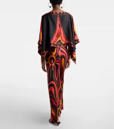 PUCCI Marmo and Fari caped silk twill gown | Thumbnail 3