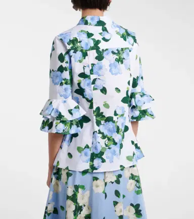 Carolina Herrera Floral ruffled cotton-blend shirt | Thumbnail 3