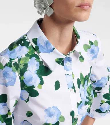 Carolina Herrera Floral ruffled cotton-blend shirt | Thumbnail 4