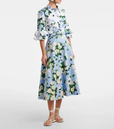 Carolina Herrera Floral ruffled cotton-blend shirt | Thumbnail 5