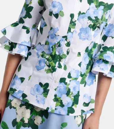 Carolina Herrera Floral ruffled cotton-blend shirt | Thumbnail 6