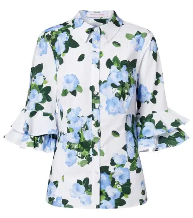 Carolina Herrera Floral ruffled cotton-blend shirt | Thumbnail 1