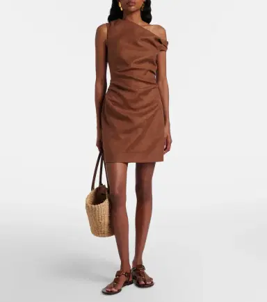 SIR Asymmetric linen minidress | Thumbnail 2