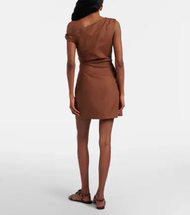SIR Asymmetric linen minidress | Thumbnail 3
