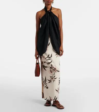 SIR Floral linen maxi skirt | Thumbnail 3