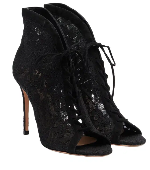 Gianvito Rossi Suede-trimmed lace pumps