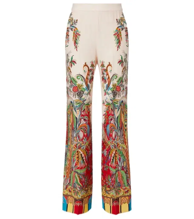 Printed silk palazzo pants