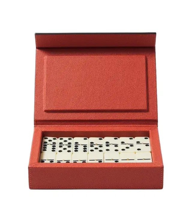 GIOBAGNARA Parma leather and walnut domino set