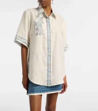 ALÉMAIS Alémais Lucky oversized printed linen shirt | Thumbnail 4