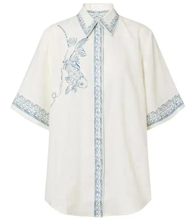 Alémais Lucky oversized printed linen shirt