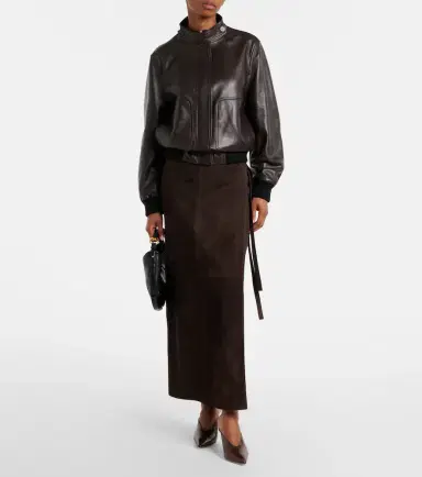 Nour Hammour Suede wrap skirt | Thumbnail 3