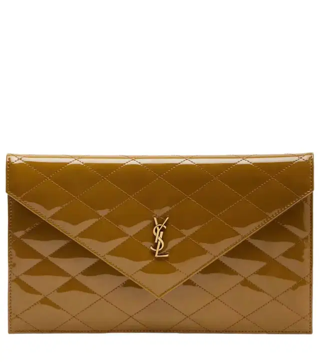 Saint Laurent Paris quilted patent leather pouch