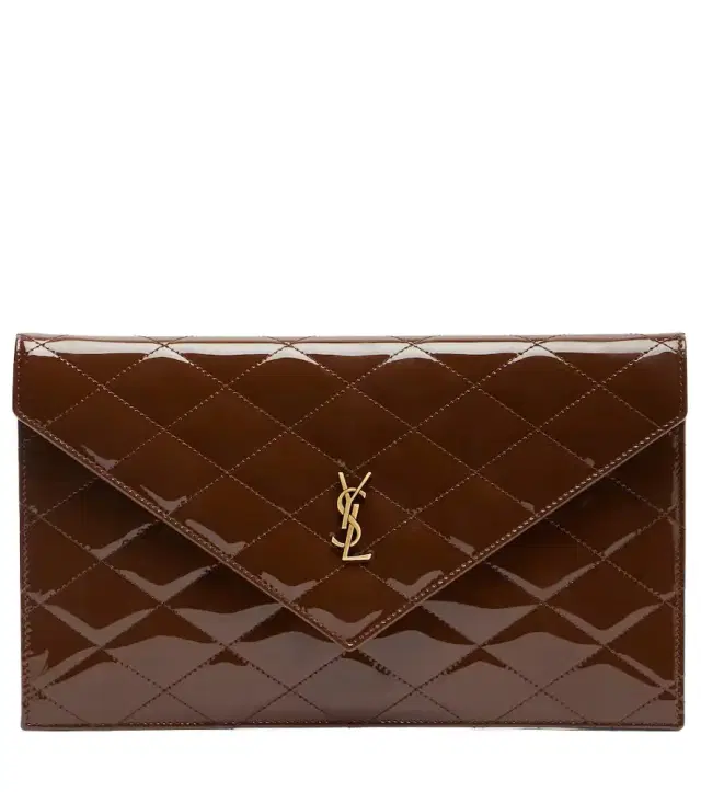 Saint Laurent Paris quilted patent leather pouch