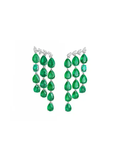 Wish Fine Jewelry 26.44ct Emerald Diamond 18K Gold Cascade Earrings | Thumbnail 1 Wish Fine Jewelry 26.44ct Emerald Diamond 18K Gold Cascade Earrings | Thumbnail 1